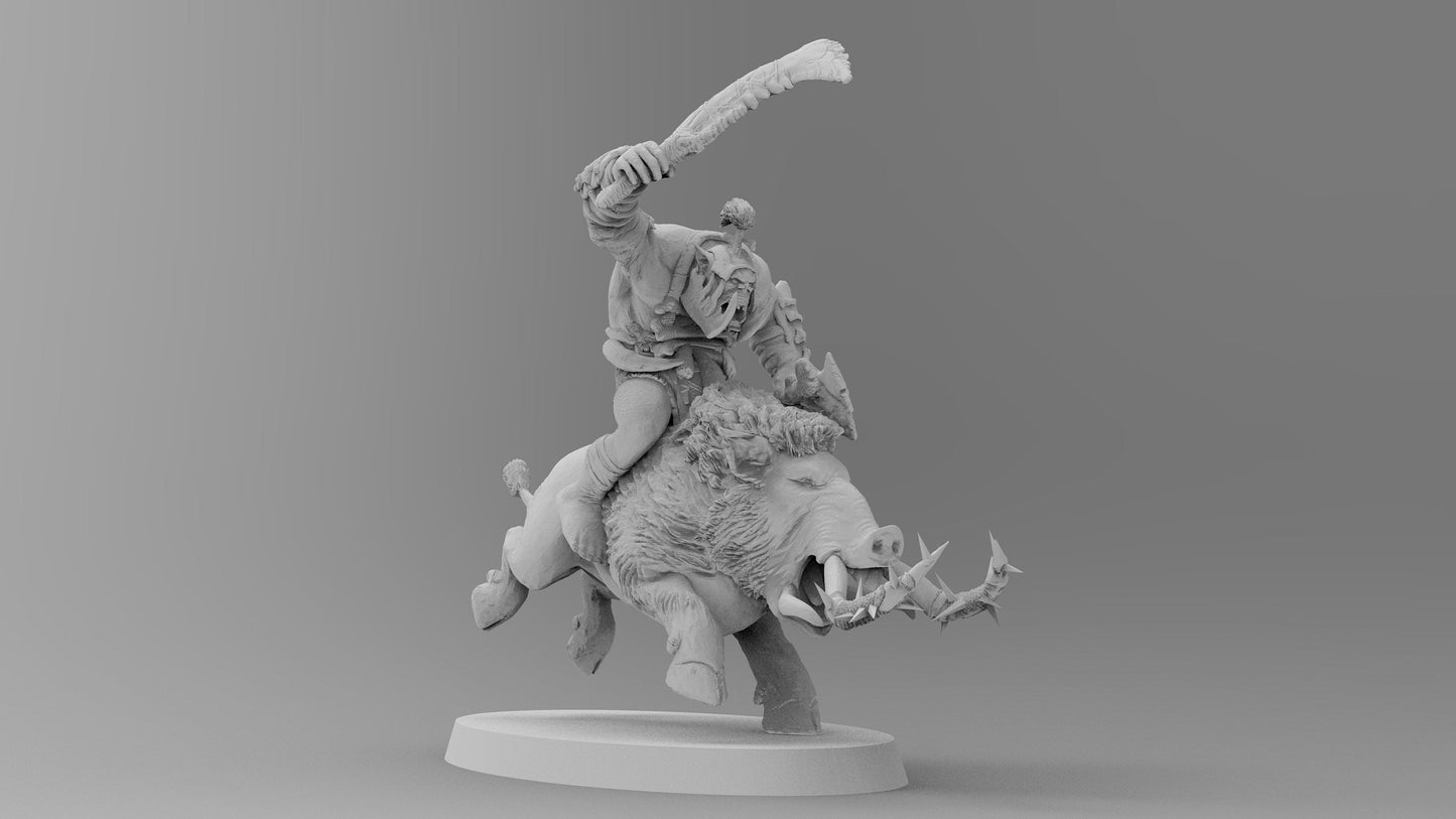 Wild Orc Boar Cavalry | Greenskins | Resin 3D Printed Miniatures | EmanG | Table Top Gaming | RPG | D&D | Pathfinder