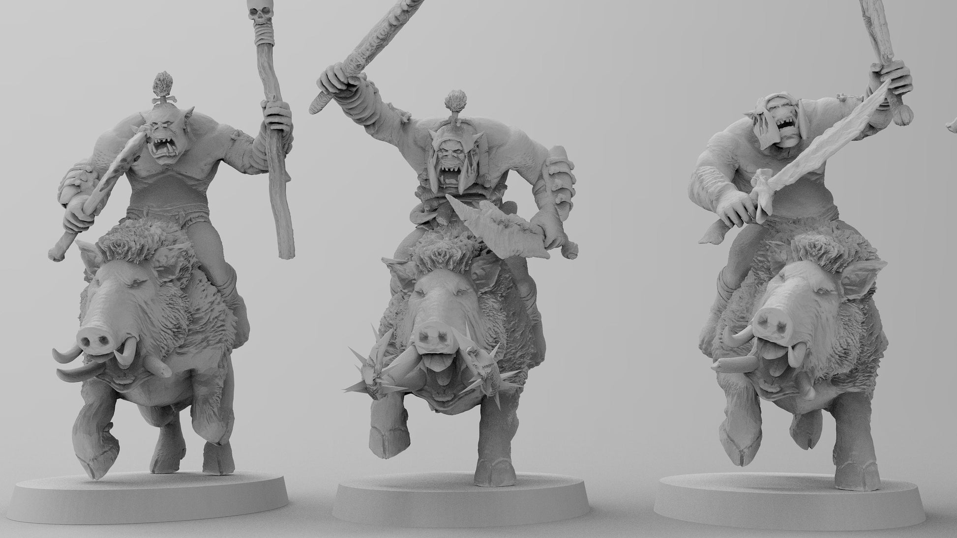 Wild Orc Boar Cavalry | Greenskins | Resin 3D Printed Miniatures | EmanG | Table Top Gaming | RPG | D&D | Pathfinder