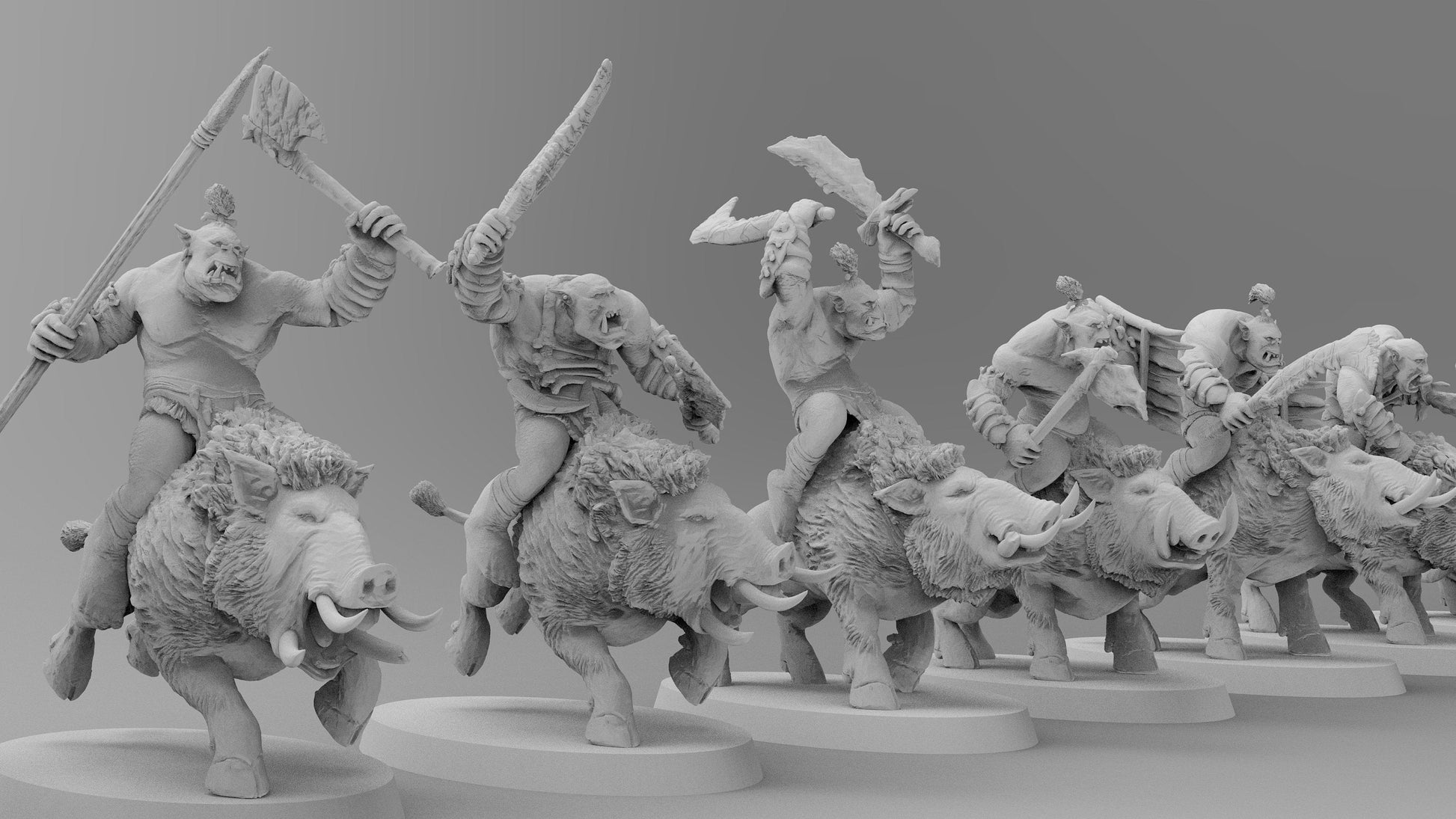 Wild Orc Boar Cavalry | Greenskins | Resin 3D Printed Miniatures | EmanG | Table Top Gaming | RPG | D&D | Pathfinder