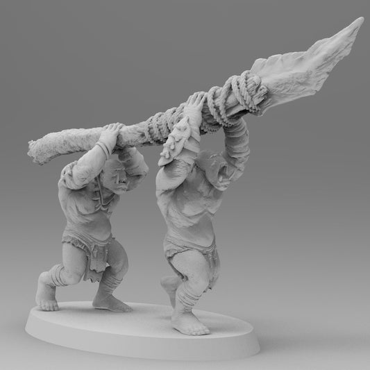 Wild Orcs with Giant Spear | Greenskins | Resin 3D Printed Miniatures | EmanG | Table Top Gaming | RPG | D&D | Pathfinder