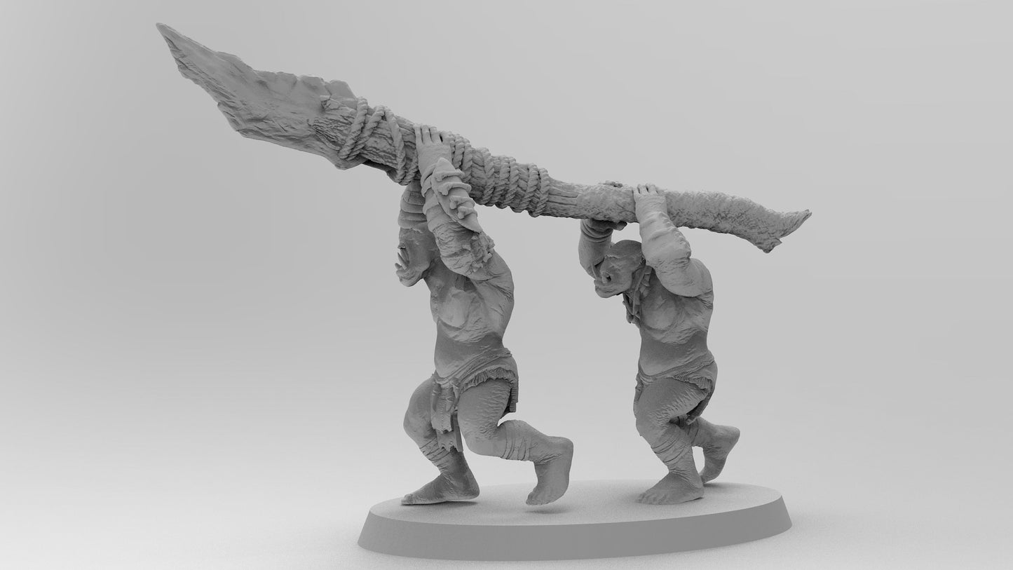 Wild Orcs with Giant Spear | Greenskins | Resin 3D Printed Miniatures | EmanG | Table Top Gaming | RPG | D&D | Pathfinder