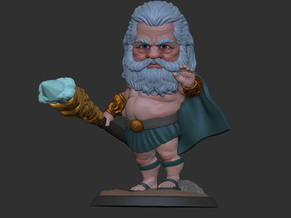 Chibi Neptune | Roman Gods | Multiple Scales | Resin 3D Printed Miniature | Limelight Miniatures
