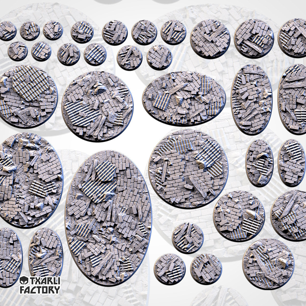 Ruined Factory Bases (Round) | 8K Resin | Txarli Factory