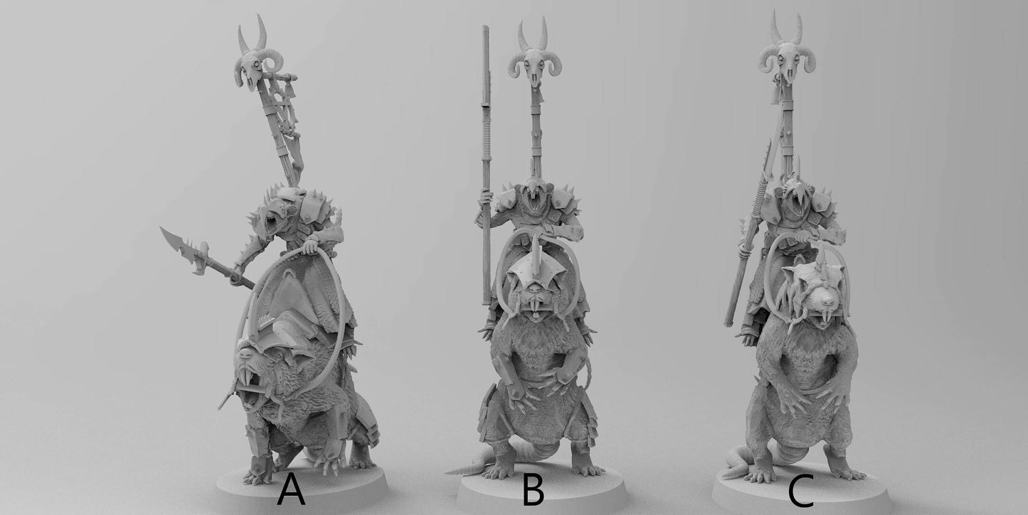Mounted Ratman Chieftans | Ratmen Resin 3D Printed Miniature | Warhammer Proxy | RPG | D&D | DnD| EmanG |