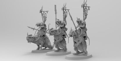 Mounted Ratman Chieftans | Ratmen Resin 3D Printed Miniature | RPG | D&D | DnD| EmanG |