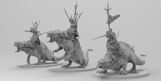 Ratmen Warlords on Terrifying Rats | Ratmen Resin 3D Printed Miniature | Warhammer Proxy | RPG | D&D | DnD| EmanG |