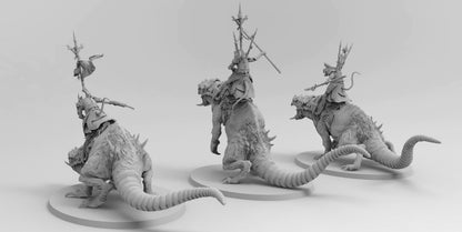 Ratmen Warlords on Terrifying Rats | Ratmen Resin 3D Printed Miniature | RPG | D&D | DnD| EmanG |