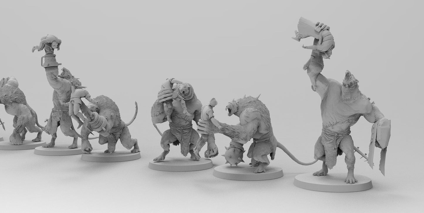 Armored Ratmen Ogres | Many Poses | Ratmen | Resin 3D Printed Miniatures | EmanG | Table Top Gaming | RPG | D&D | Pathfinder