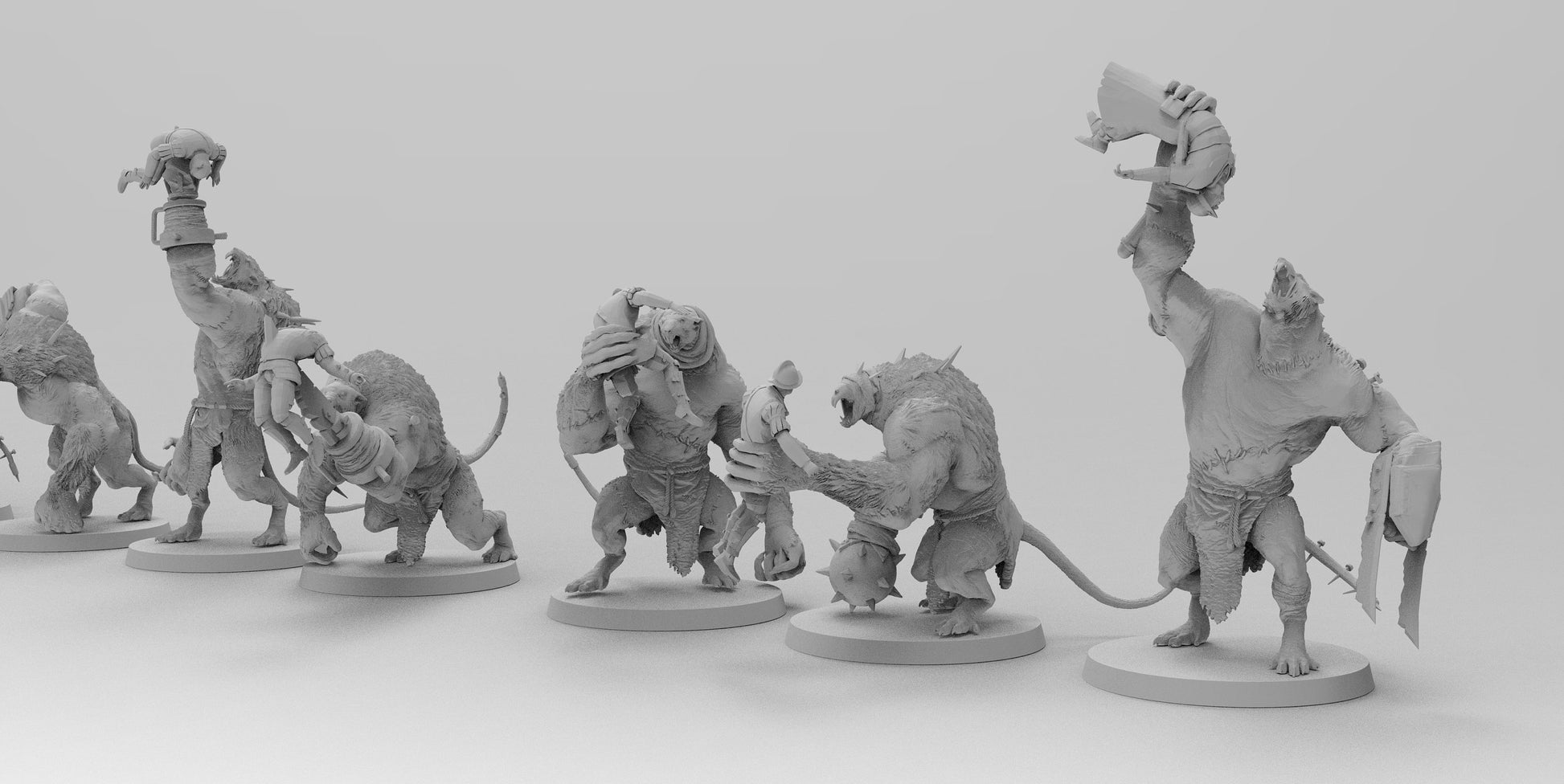 Ratmen Ogres | Many Poses | Ratmen | Resin 3D Printed Miniatures | EmanG | Table Top Gaming | RPG | D&D | Pathfinder