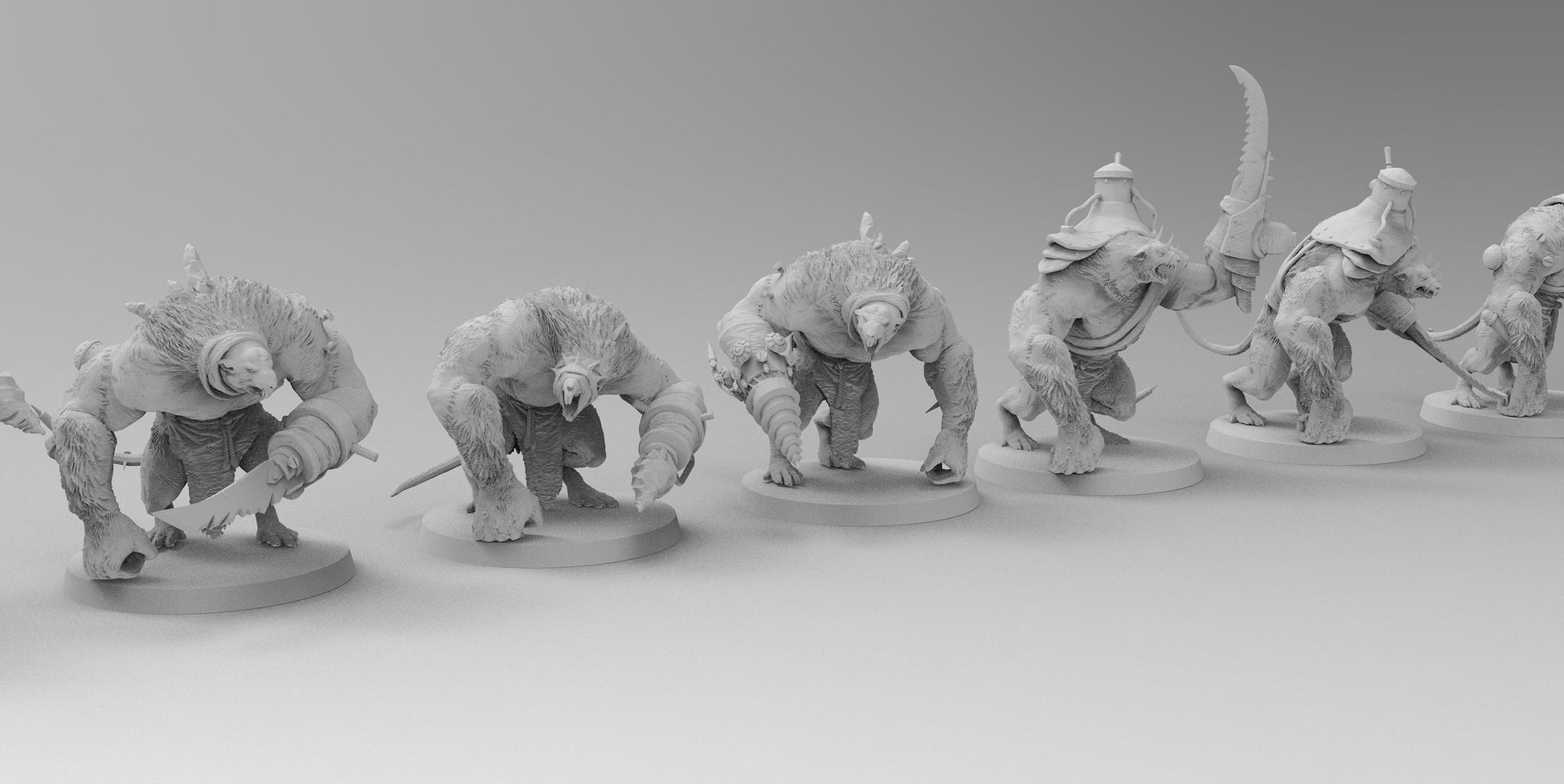 Armored Ratmen Ogres | Many Poses | Ratmen | Resin 3D Printed Miniatures | EmanG | Table Top Gaming | RPG | D&D | Pathfinder