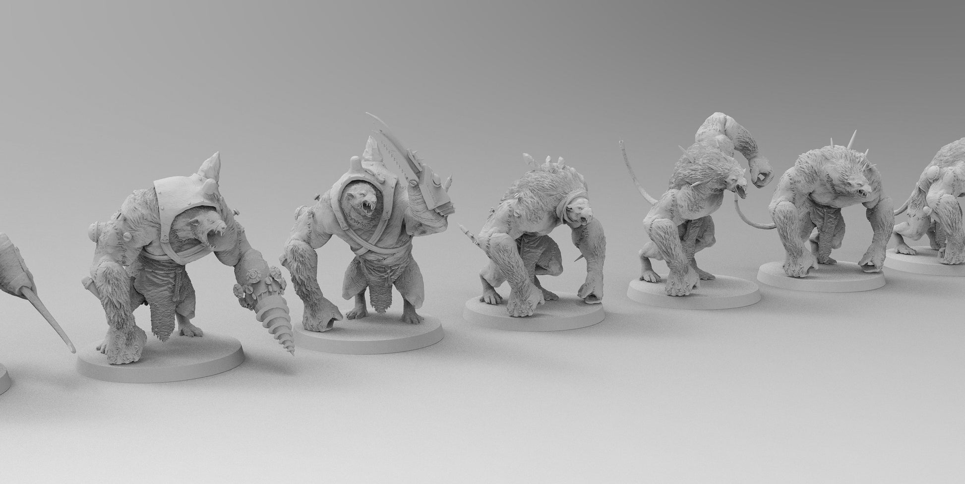 Armored Ratmen Ogres | Many Poses | Ratmen | Resin 3D Printed Miniatures | EmanG | Table Top Gaming | RPG | D&D | Pathfinder