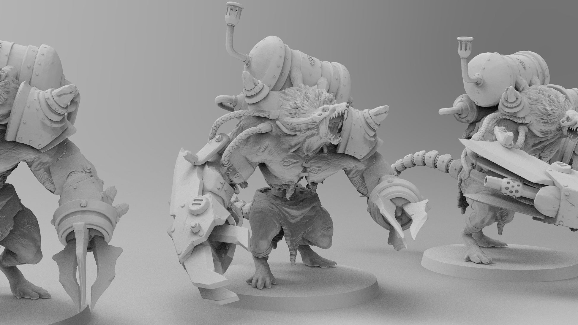 Armored Ratmen Ogres | Many Poses | Ratmen | Resin 3D Printed Miniatures | EmanG | Table Top Gaming | RPG | D&D | Pathfinder