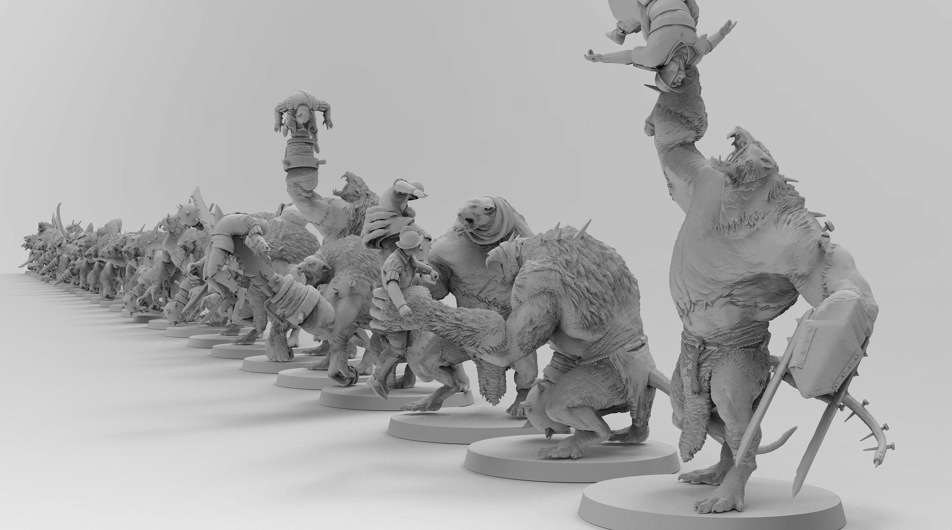 Armored Ratmen Ogres | Many Poses | Ratmen | Resin 3D Printed Miniatures | EmanG | Table Top Gaming | RPG | D&D | Pathfinder