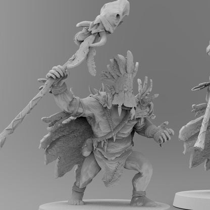 Wild Orc Witch Doctor | Gitz and Gobboz | Resin 3D Printed Miniatures | EmanG | Table Top Gaming | RPG | D&D | Pathfinder