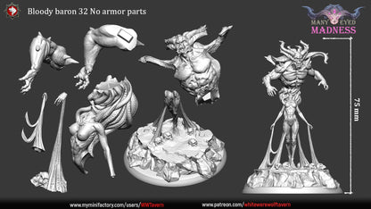 Bloody Baron | Many Eyed Madness | Multiple Scales | Resin 3D Printed Miniature | White Werewolf Tavern