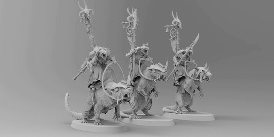 Mounted Ratman Chieftans | Ratmen Resin 3D Printed Miniature | Warhammer Proxy | RPG | D&D | DnD| EmanG |