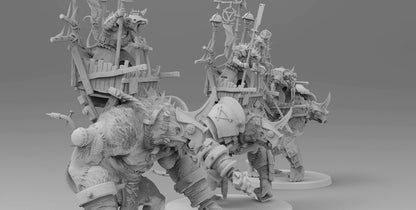 Ogre Mounted Ratman Chieftans | Ratmen Resin 3D Printed Miniature | RPG | D&D | DnD| EmanG |