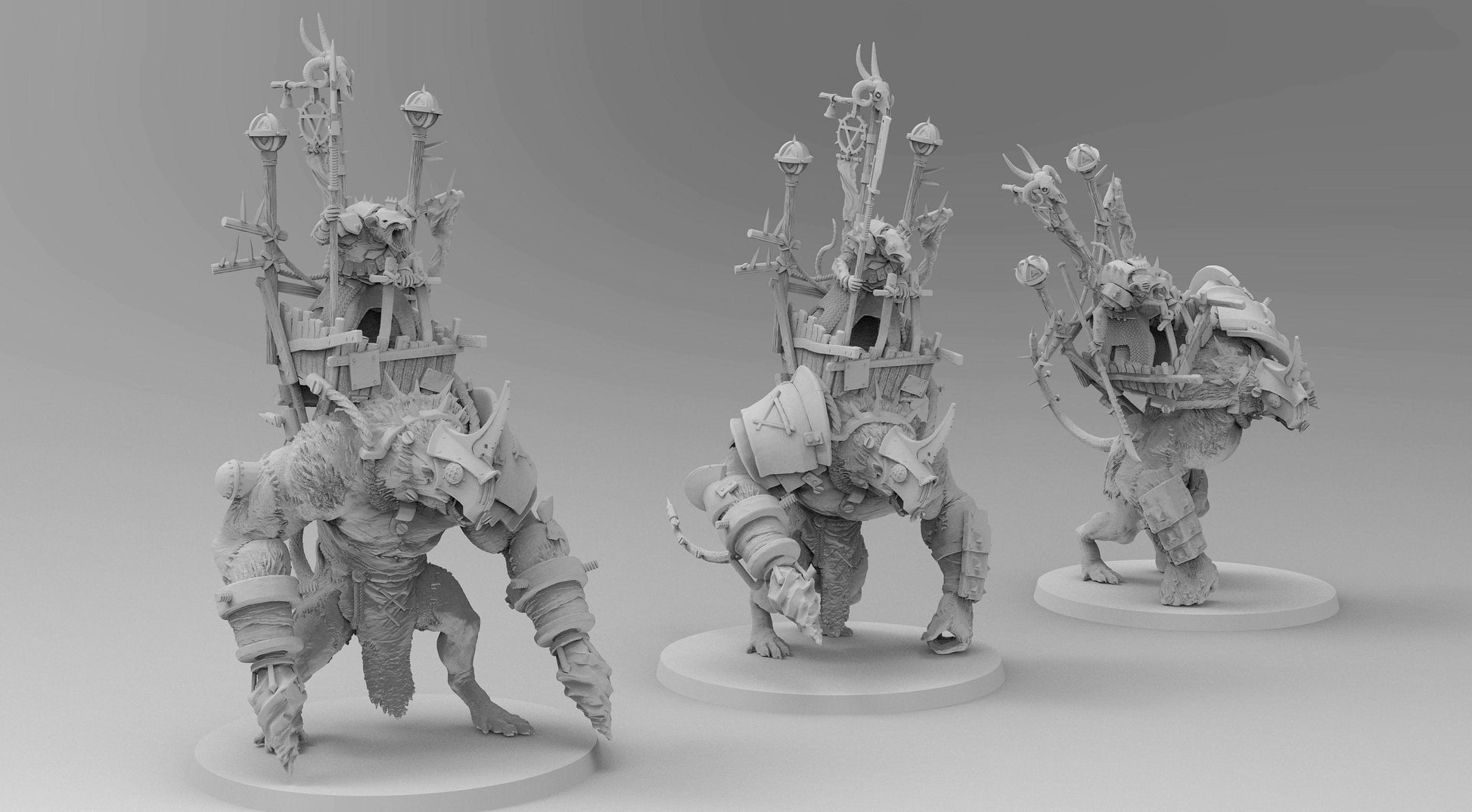 Ogre Mounted Ratman Chieftans | Ratmen Resin 3D Printed Miniature | Warhammer Proxy | RPG | D&D | DnD| EmanG |