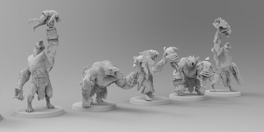 Armored Ratmen Ogres | Many Poses | Ratmen | Resin 3D Printed Miniatures | EmanG | Table Top Gaming | RPG | D&D | Pathfinder