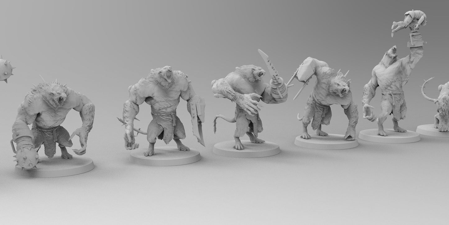 Armored Ratmen Ogres | Many Poses | Ratmen | Resin 3D Printed Miniatures | EmanG | Table Top Gaming | RPG | D&D | Pathfinder