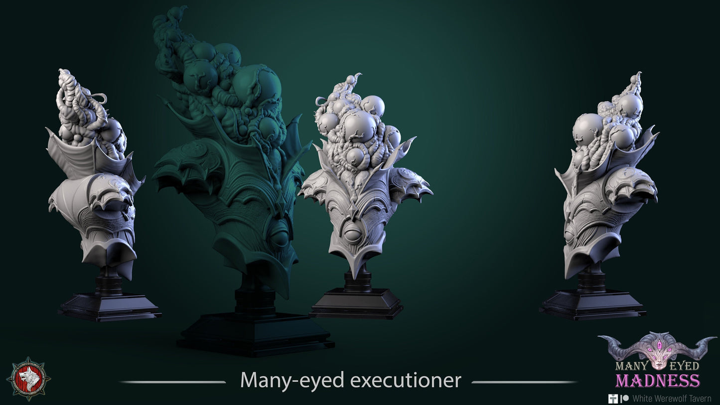 Many Eyed Executioner | Many Eyed Madness | Bust | Resin 3D Printed Miniature | White Werewolf Tavern
