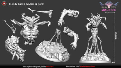 Bloody Baron | Many Eyed Madness | Multiple Scales | Resin 3D Printed Miniature | White Werewolf Tavern