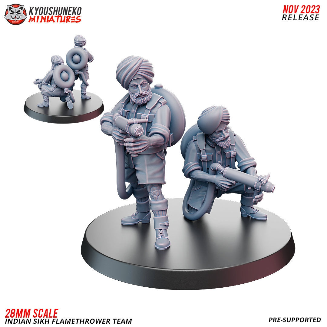 WW2 Indian Sikh Flamethrower Team | Resin 3D Printed Miniature | Kyoushuneko