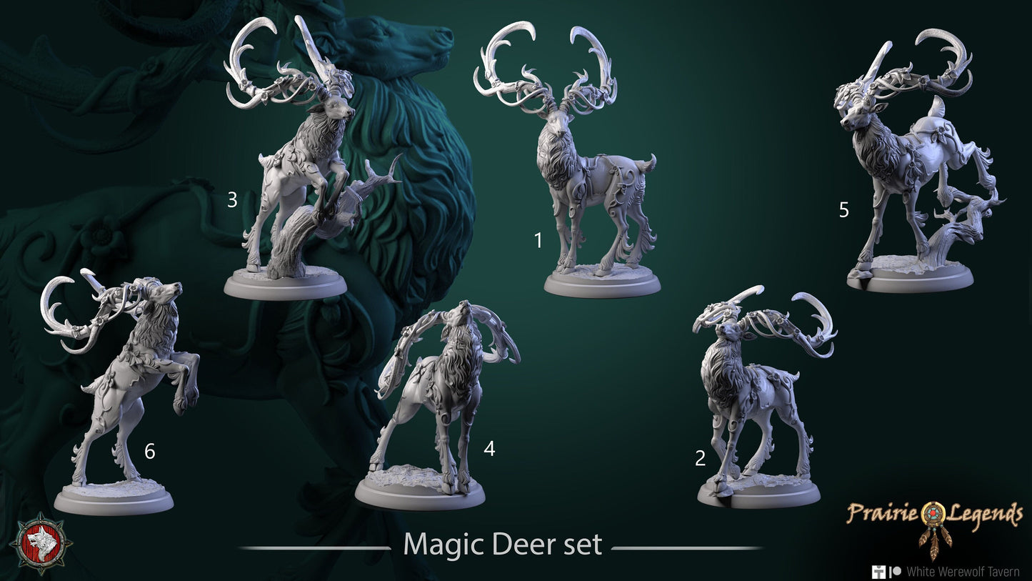 Magic Deer Set | Prairie Legends | Resin 3D Printed Miniature | White Werewolf Tavern | RPG | D&D | DnD