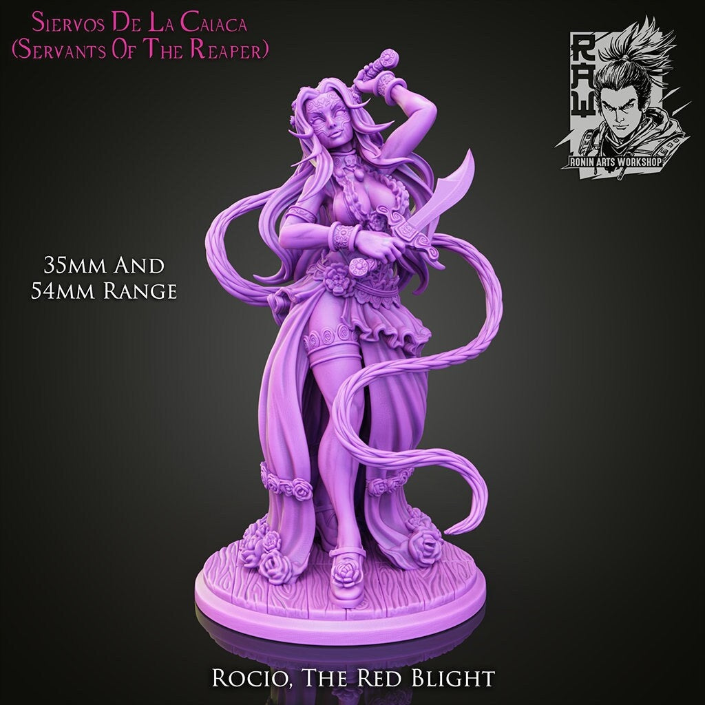 Rocio, the Red Blight | Servants of the Reaper | 32-120mm Scale | Resin 3D Printed Miniature | Ronin Arts Workshop | Guild Wars