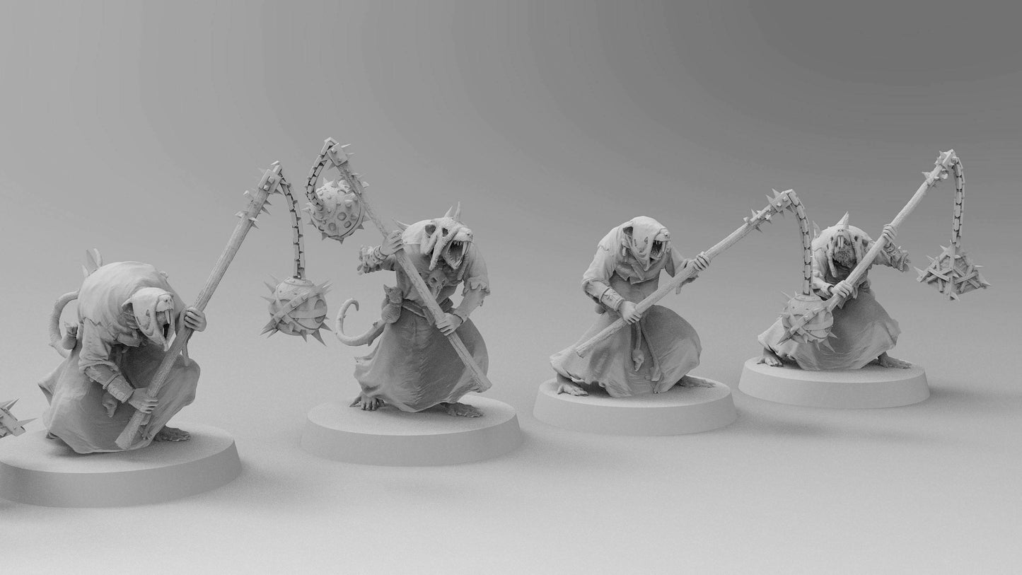 Poxed Rat Fanatics (Flails) | Ratmen Resin 3D Printed Miniature | Warhammer Proxy | RPG | D&D | DnD| EmanG |