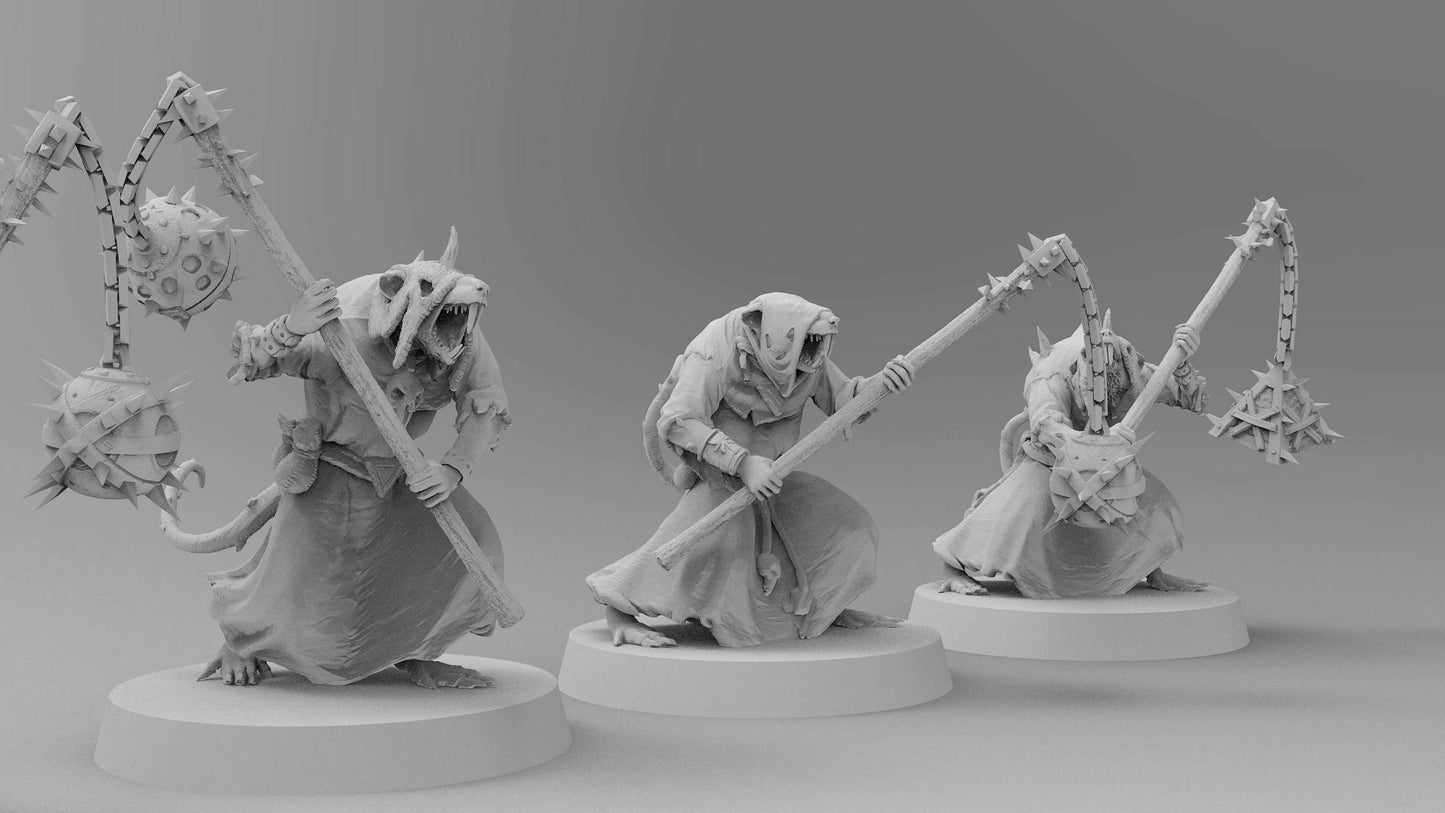 Poxed Rat Fanatics (Flails) | Ratmen Resin 3D Printed Miniature | Warhammer Proxy | RPG | D&D | DnD| EmanG |