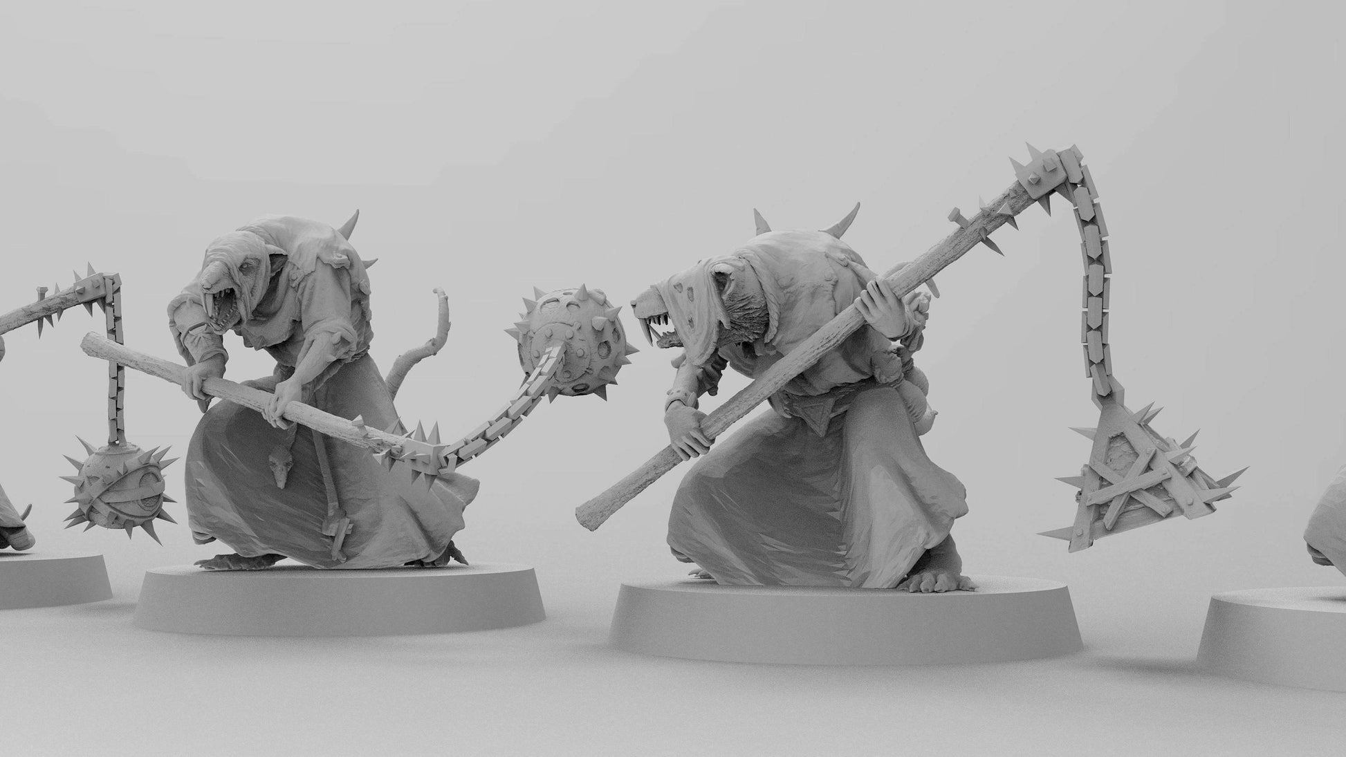 Poxed Rat Fanatics (Flails) | Ratmen Resin 3D Printed Miniature | Warhammer Proxy | RPG | D&D | DnD| EmanG |