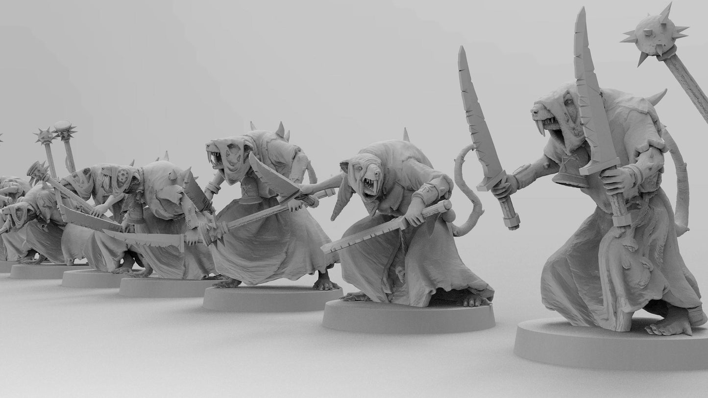 Poxed Rat Fanatics (Dual Wield) | Ratmen Resin 3D Printed Miniature | Warhammer Proxy | RPG | D&D | DnD| EmanG |