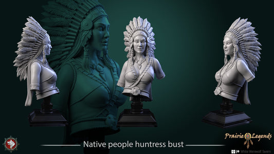 Native American Huntress | Prairie Legends | Bust | Resin 3D Printed Miniature | White Werewolf Tavern