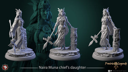 Native American Chief's Daughter | Prairie Legends | Multiple Scales | Resin 3D Printed Miniature | White Werewolf Tavern | RPG | D&D | DnD
