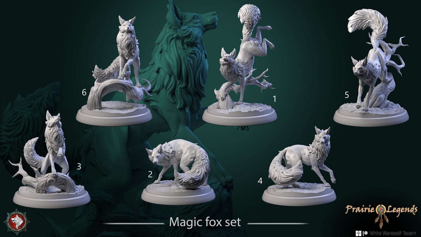Magic Fox Set | Prairie Legends | Resin 3D Printed Miniature | White Werewolf Tavern | RPG | D&D | DnD