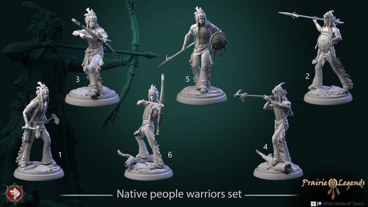 Native American Warriors Set | Prairie Legends | Resin 3D Printed Miniature | White Werewolf Tavern | RPG | D&D | DnD