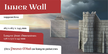 Inner Wall Set | 6-28mm Scale | Ivory City | The Print Goes Ever On | RPG | DnD | Table Top Gaming | Buildings and Terrain