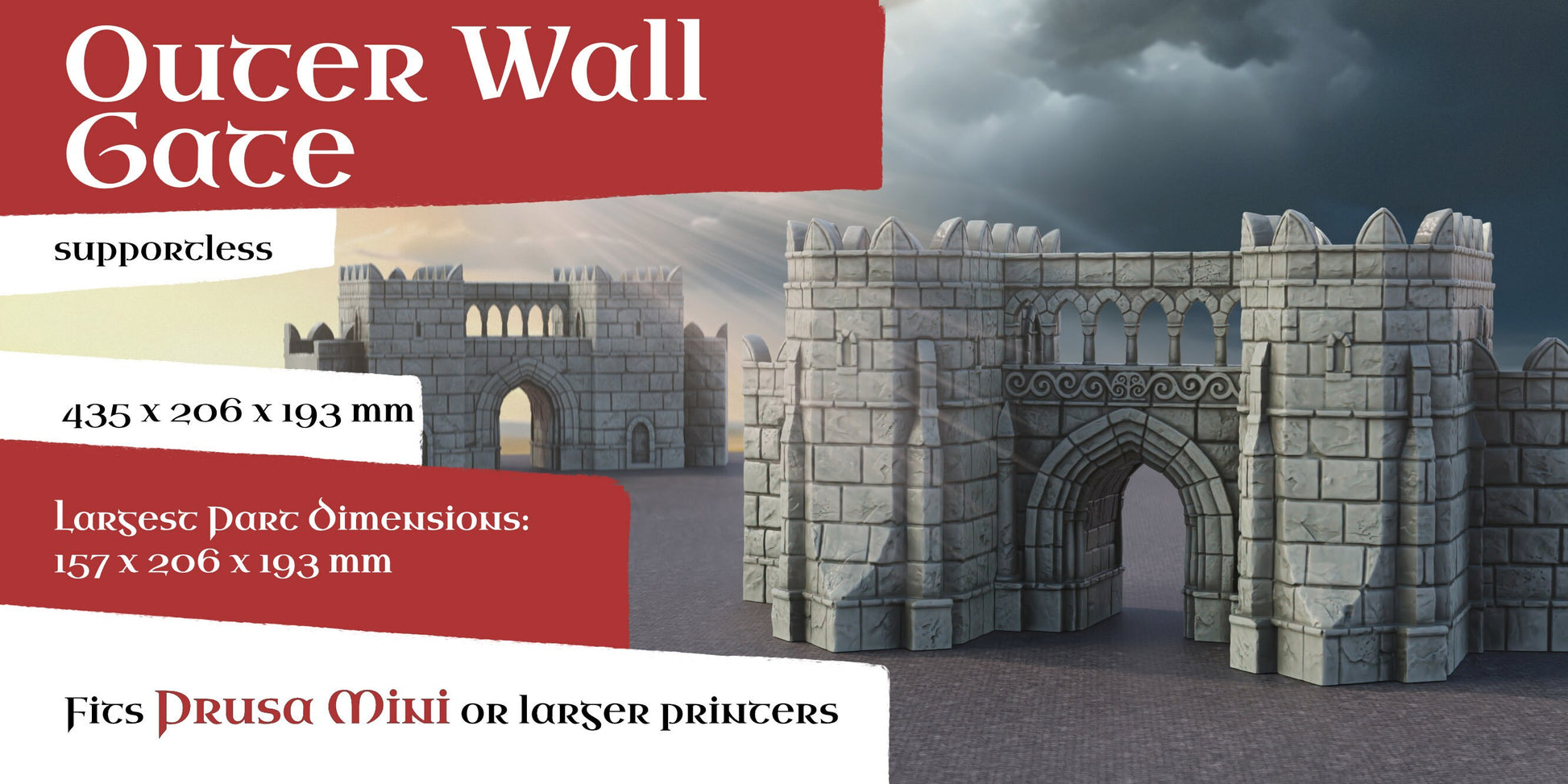 Outer Wall Set | 6-28mm Scale | Ivory City | The Print Goes Ever On | Warhammer | RPG | DnD | Table Top Gaming | Buildings and Terrain