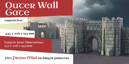 Outer Wall Set | 6-28mm Scale | Ivory City | The Print Goes Ever On | RPG | DnD | Table Top Gaming | Buildings and Terrain