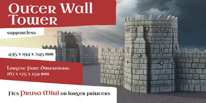 Outer Wall Set | 6-28mm Scale | Ivory City | The Print Goes Ever On | RPG | DnD | Table Top Gaming | Buildings and Terrain