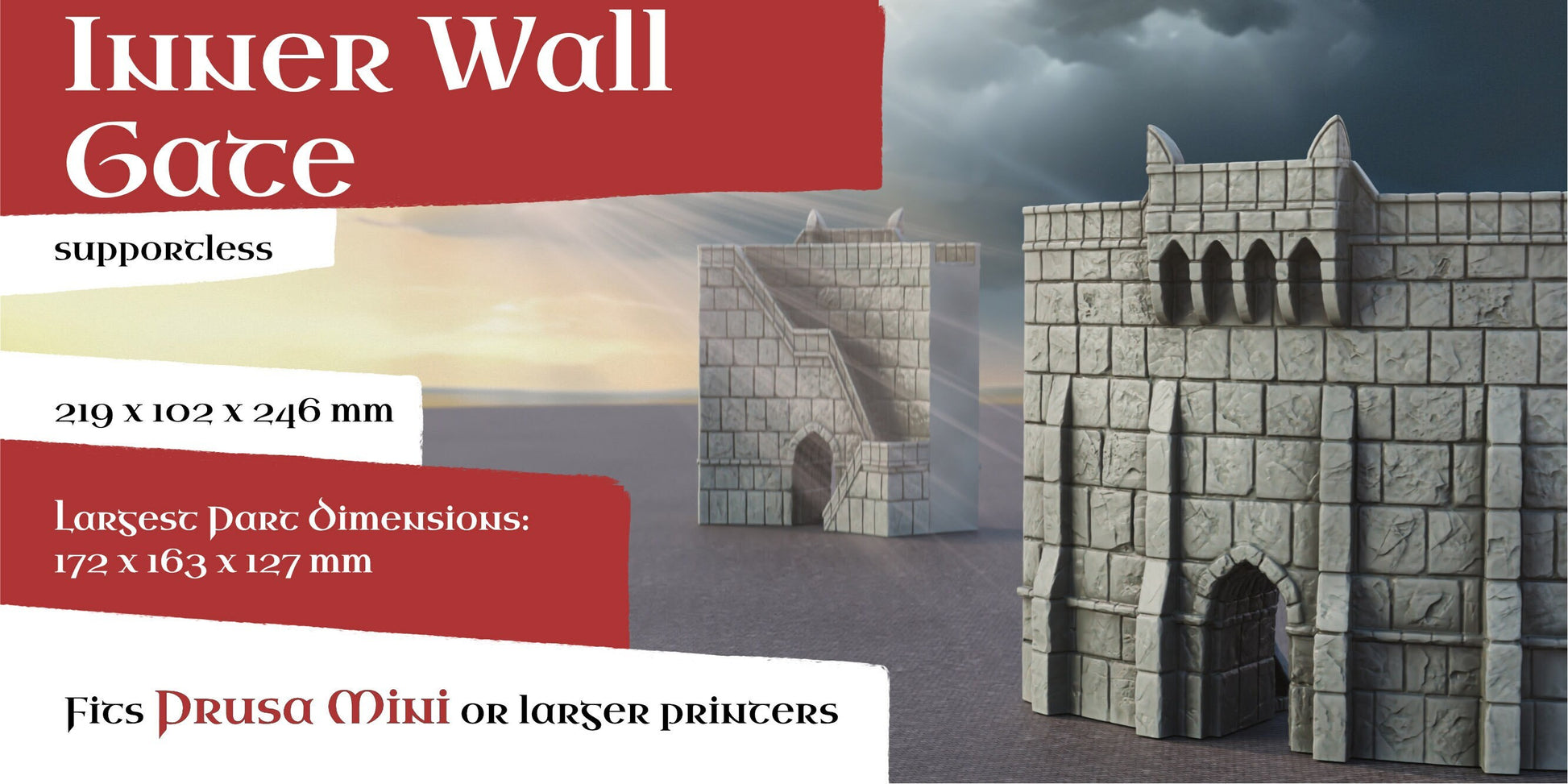 Inner Wall Set | 6-28mm Scale | Ivory City | The Print Goes Ever On | Warhammer | RPG | DnD | Table Top Gaming | Buildings and Terrain