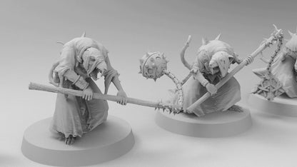 Poxed Rat Fanatics (Flails) | Ratmen Resin 3D Printed Miniature | RPG | D&D | DnD| EmanG |