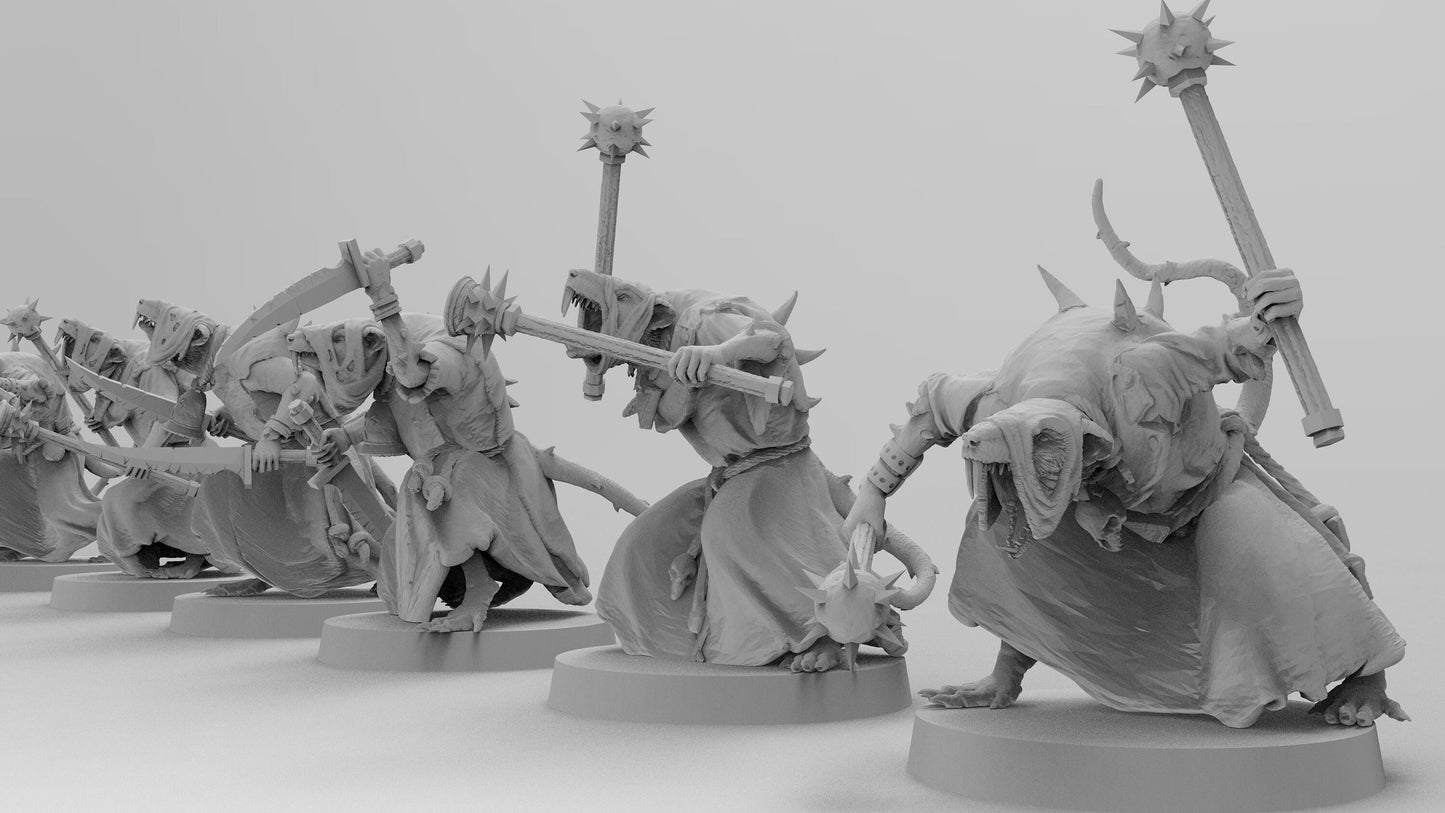 Poxed Rat Fanatics (Dual Wield) | Ratmen Resin 3D Printed Miniature | Warhammer Proxy | RPG | D&D | DnD| EmanG |