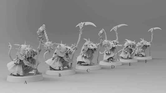 Poxed Rat Priests | 7 Poses | Ratmen Resin 3D Printed Miniature | Warhammer Proxy | RPG | D&D | DnD| EmanG |