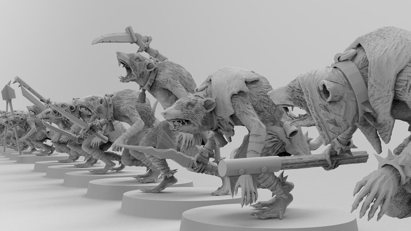 Ratmen Slaves (Hand Weapons) | Ratmen Resin 3D Printed Miniature | Warhammer Proxy | RPG | D&D | DnD| EmanG |