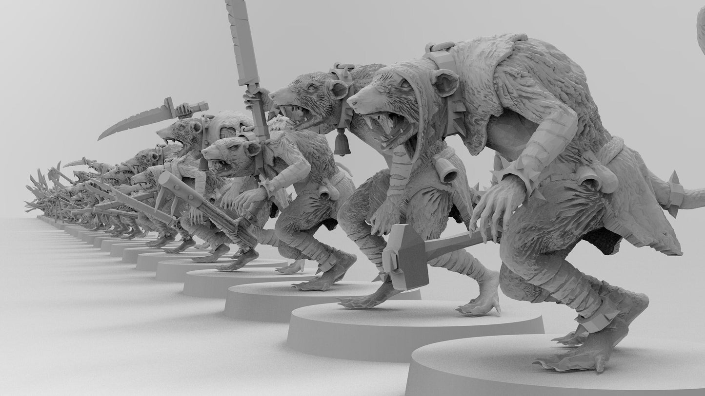 Ratmen Slaves (Hand Weapons) | Ratmen Resin 3D Printed Miniature | Warhammer Proxy | RPG | D&D | DnD| EmanG |