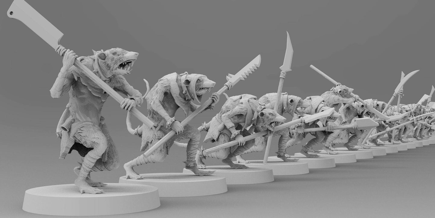 Ratmen Slaves (Spears) | Ratmen Resin 3D Printed Miniature | Warhammer Proxy | RPG | D&D | DnD| EmanG |