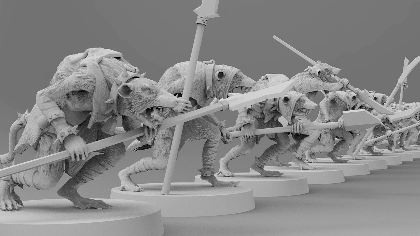 Ratmen Slaves (Spears) | Ratmen Resin 3D Printed Miniature | Warhammer Proxy | RPG | D&D | DnD| EmanG |