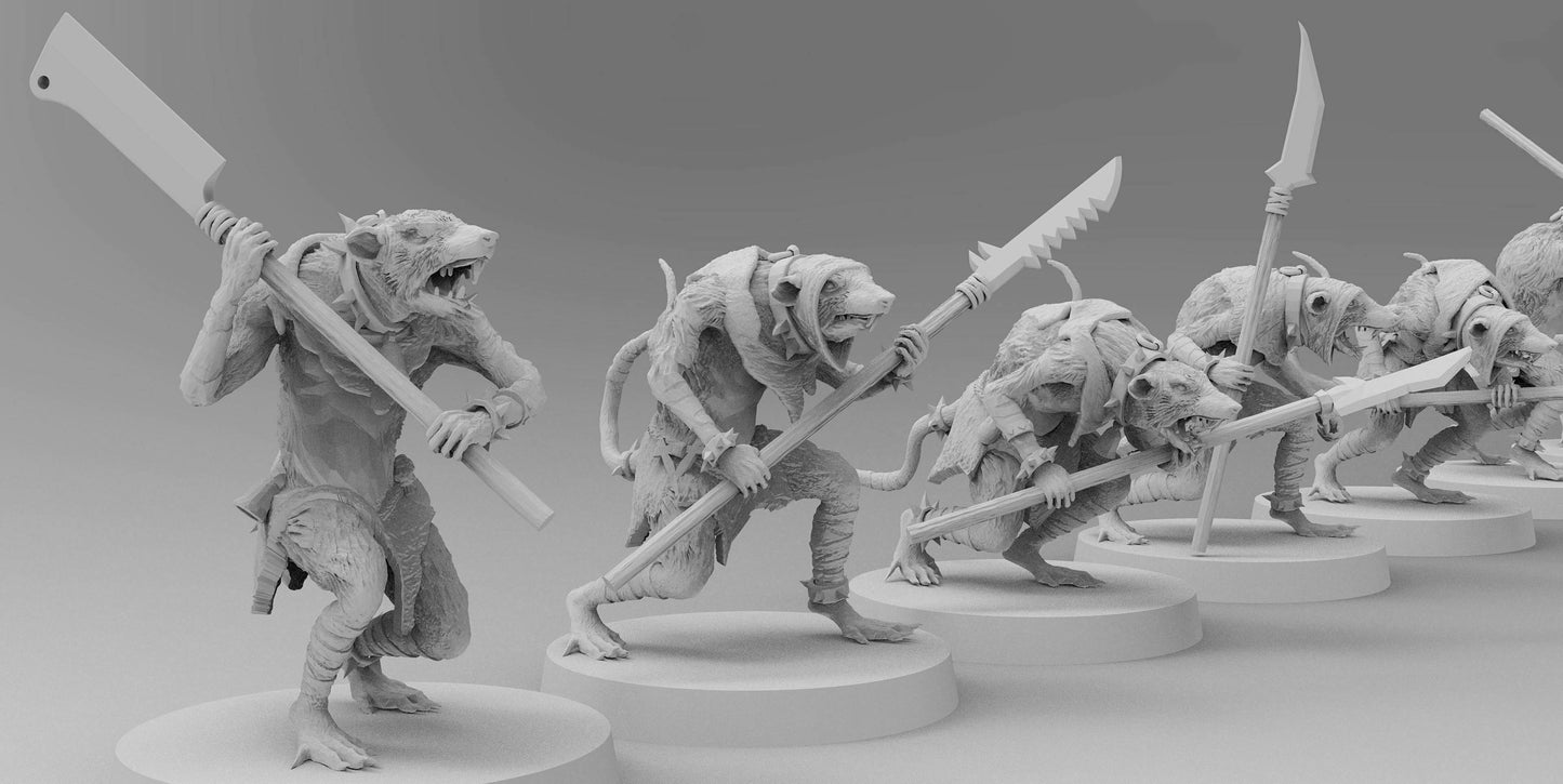 Ratmen Slaves (Spears) | Ratmen Resin 3D Printed Miniature | Warhammer Proxy | RPG | D&D | DnD| EmanG |